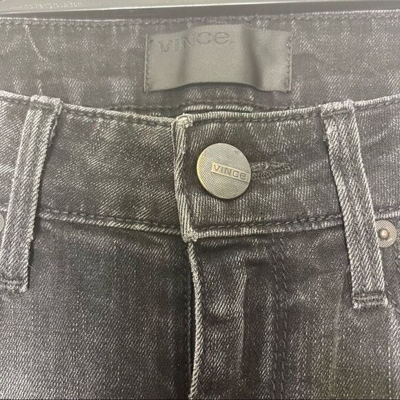 vince Destructed Veined Black Distressed Skinny Jeans 27 - Picture 2 of 6